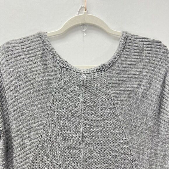 Free People Gray Ventura Raglan Waffle Knit Thermal Top Long Sleeve Size S - Picture 7 of 10